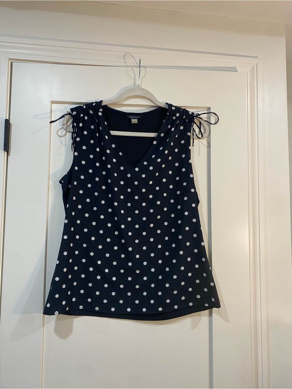 Tommy Hilfiger Navy Blue Polka Dot V-Neck Tank Top